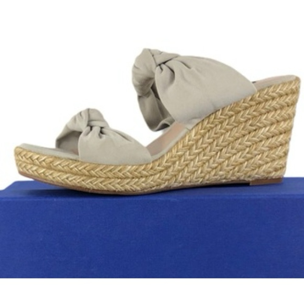 Stuart Weitzman Sarina Espadrille Knotted Suede Wedge Sandals - size 6.5